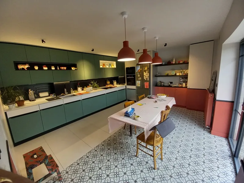 Cuisine façade verte - menuisier ébéniste Saint-Étienne Loire